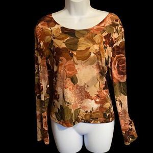 ES.SE USA Vintage Floral Long Sleeve Top Size M